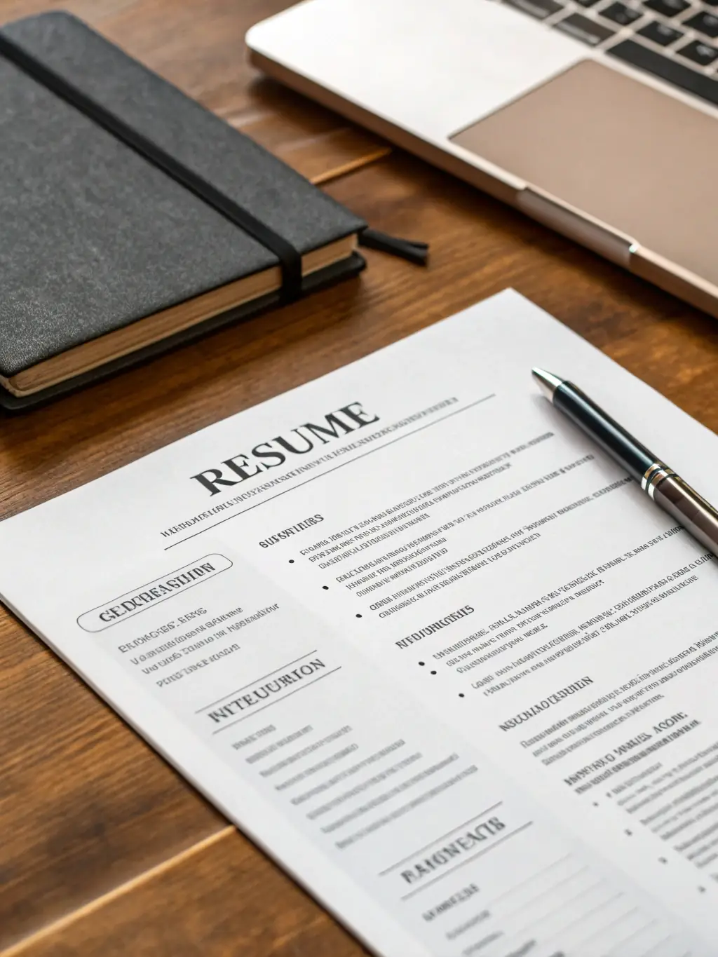 A professional resume with a modern design, highlighting skills and experience, representing resume building services.